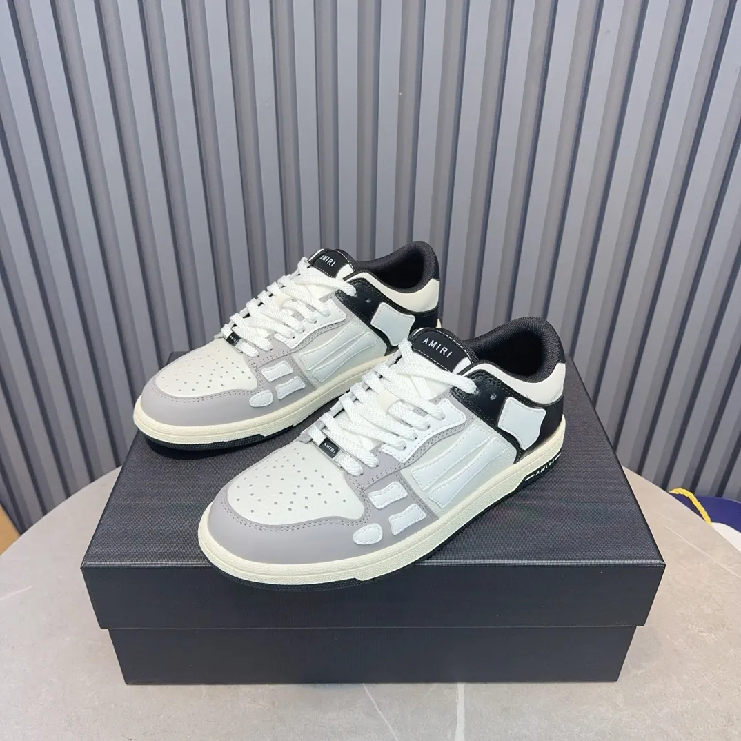 Men's men's shoes 💰600 AMIRI high street sneakers with bone sports shoes, toe layer cowhide upper, upper side bones, hand-stitched, good three-dimensional effect, customized metal LOGO, size 38-45 46